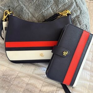 Ralph Lauren Navy and Red Shoulder Bag Set
